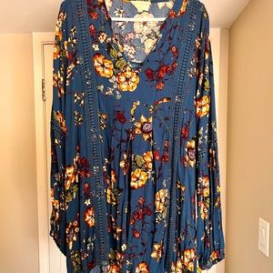 Blu Pepper 3xl floral boho dress long sleeve